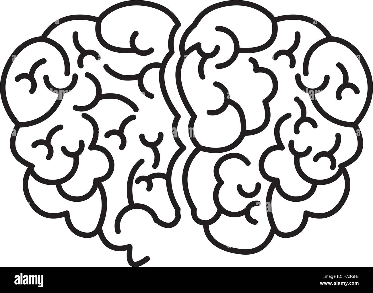 silhouette brain human top view vector illustration Stock Vector