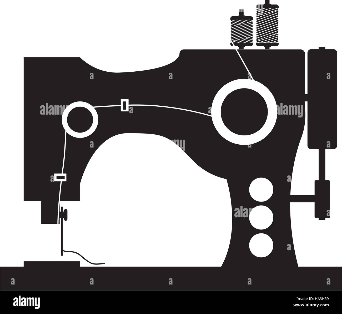 monochrome silhouette sewing machine icon vector illustration Stock ...