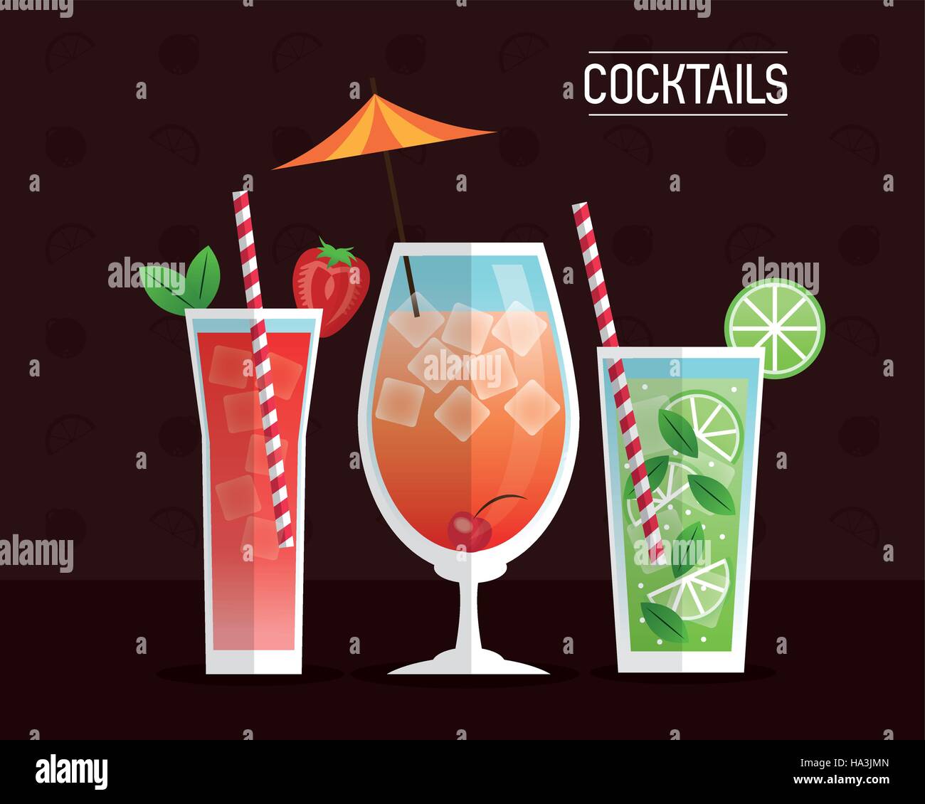 cocktails glasses drink black background Stock Vector Image & Art Alamy