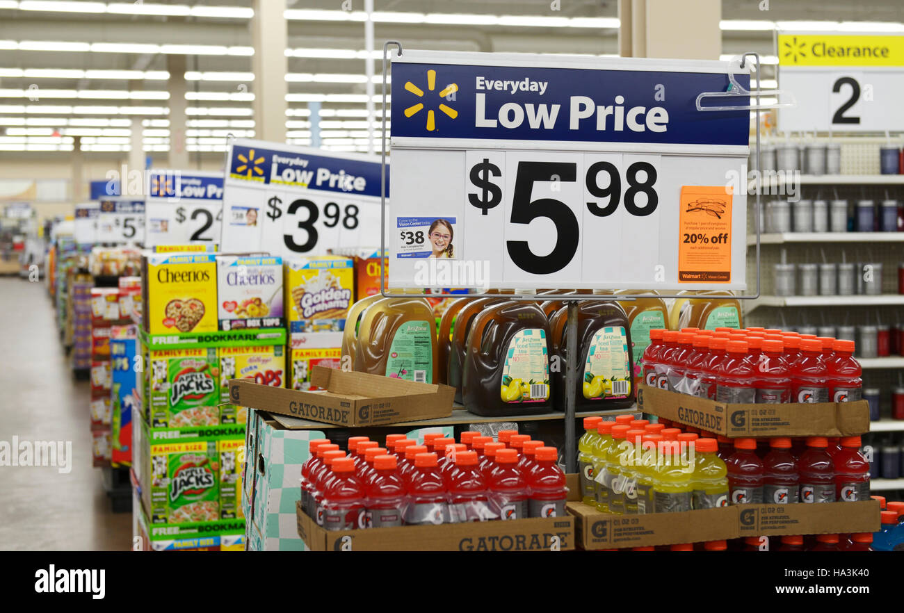 Walmart interior, discount retail store Stock Photo