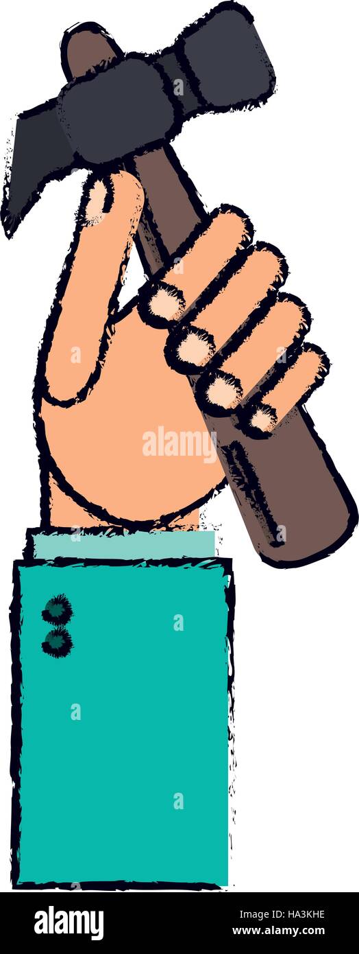 drawing hand holding hammer tool construction Stock Vector Image & Art Alamy