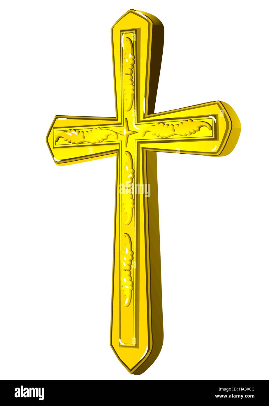 Christian Gold Cross Isolated On White Background Stock Vector Image 