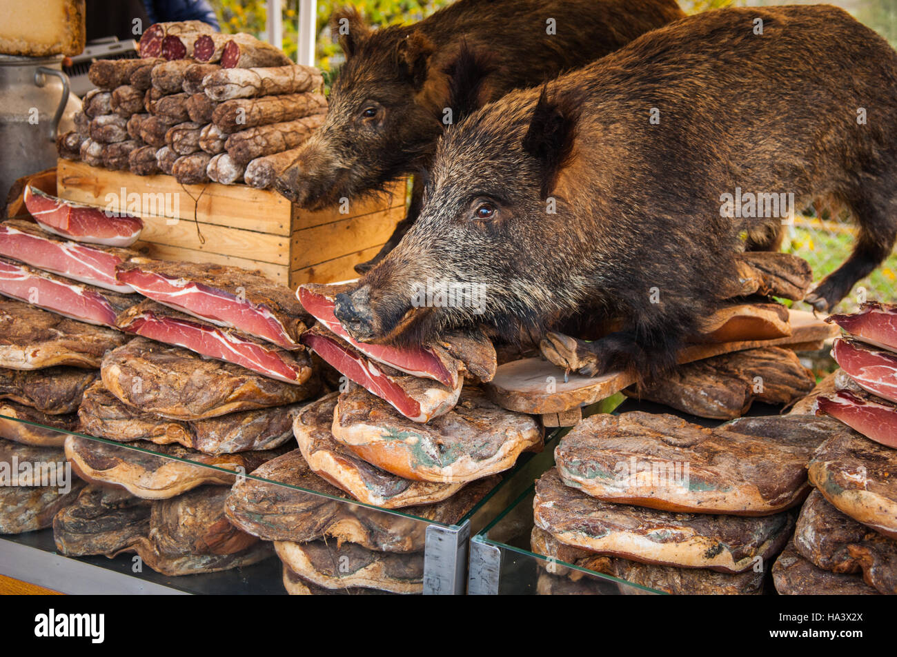 Sanglier / wild boar on market stall in south western France Stock ...