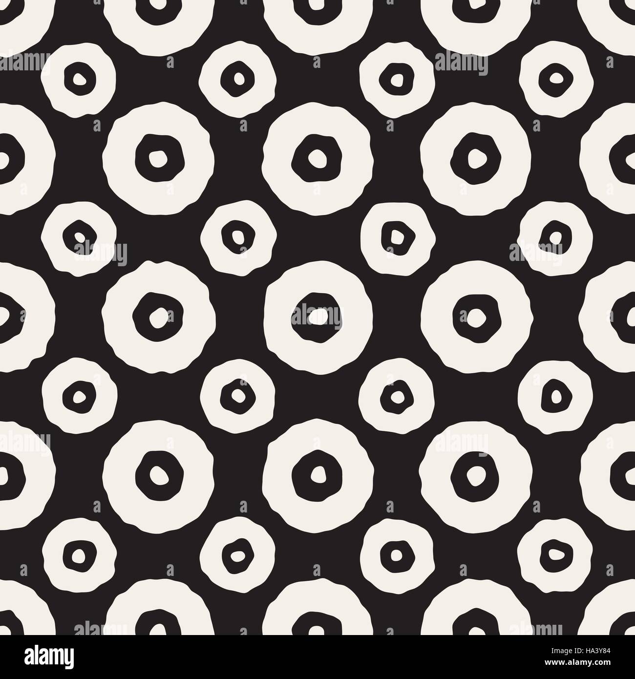 Vector Seamless Black And White Jumble Circles Pattern Stock Vector ...