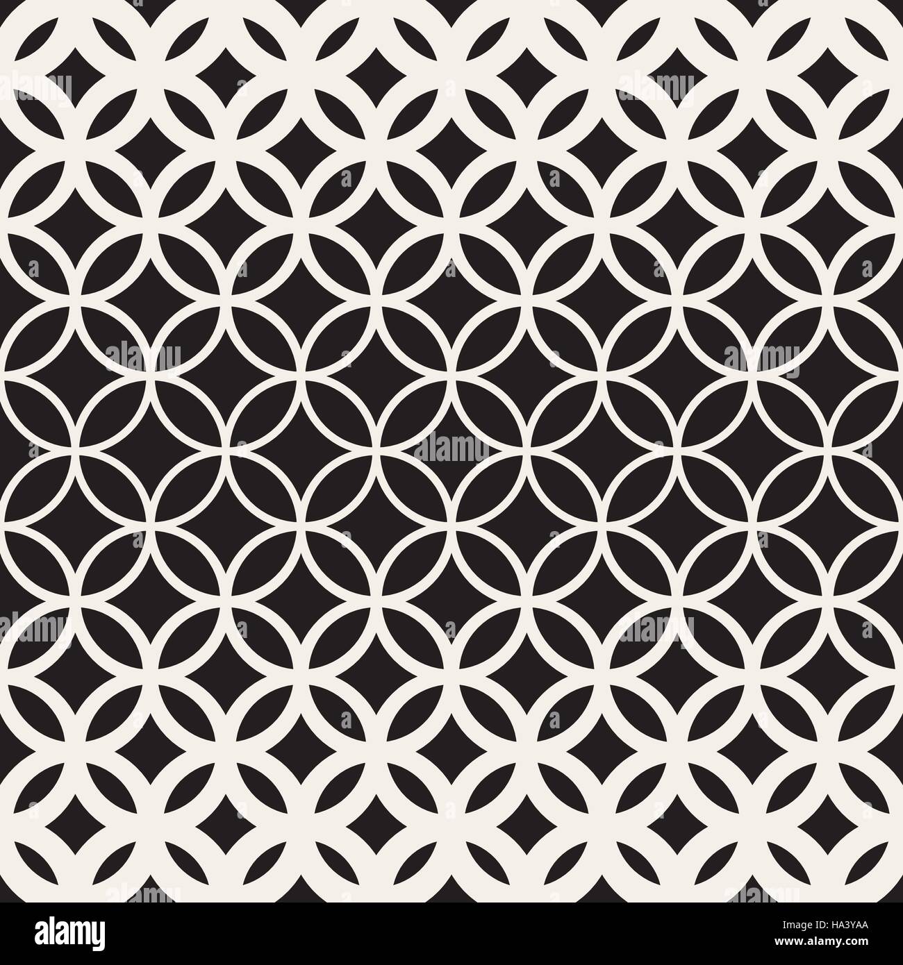 Vector Seamless Black and White Circle Lattice Pattern Stock Vector