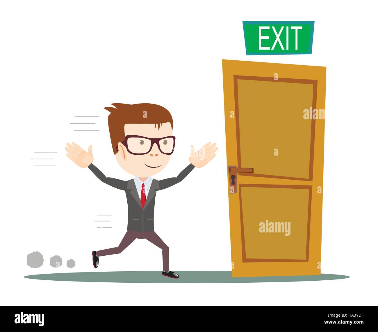 Businessman Running To Opened Door Stock Vector Art Illustration
