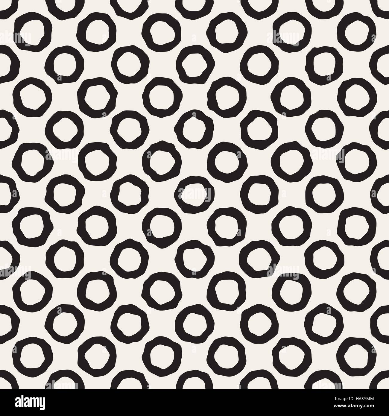 Vector Seamless Black And White Jumble Circles Pattern Stock Vector ...
