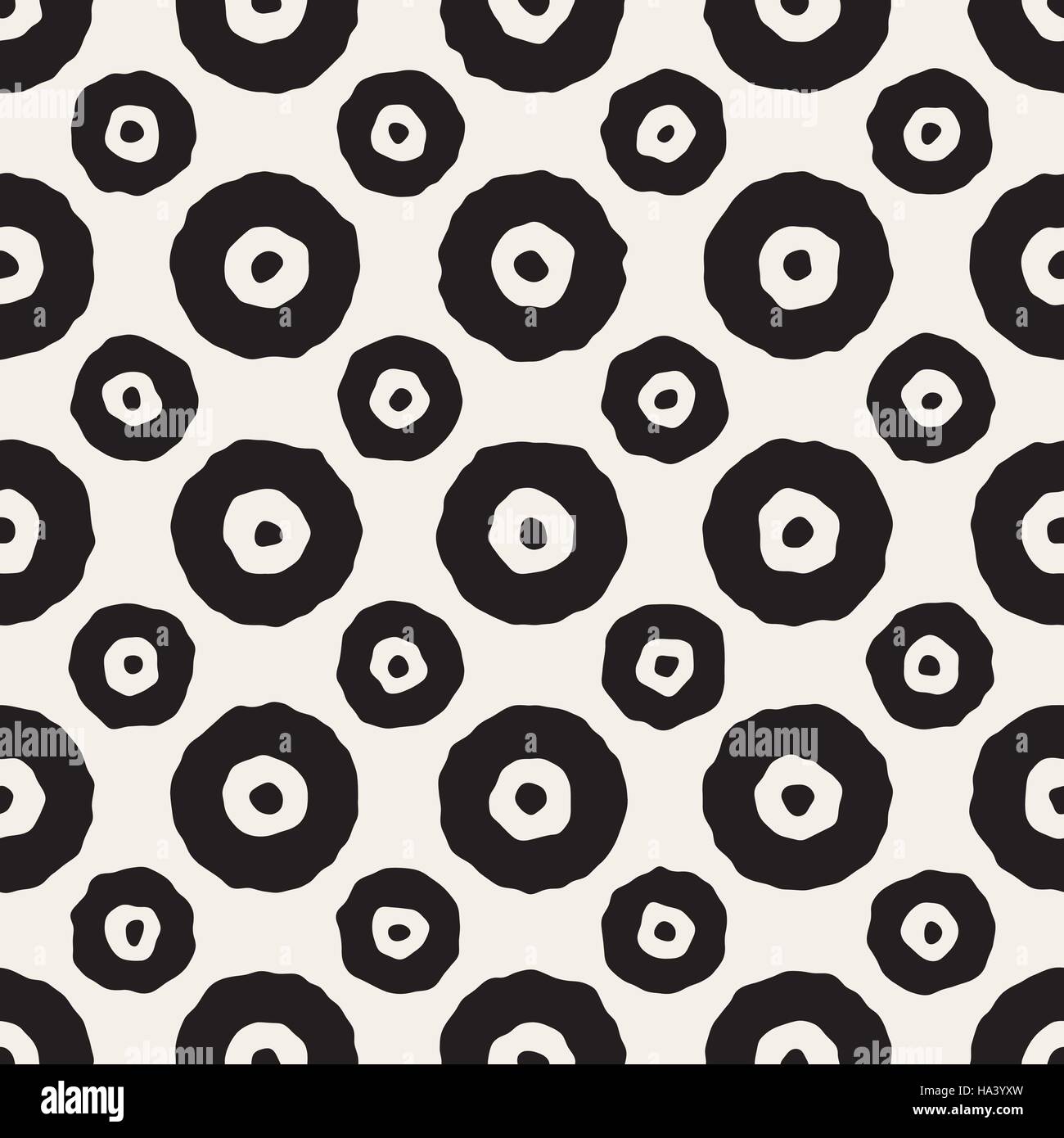 Vector Seamless Black And White Jumble Circles Pattern Stock Vector ...