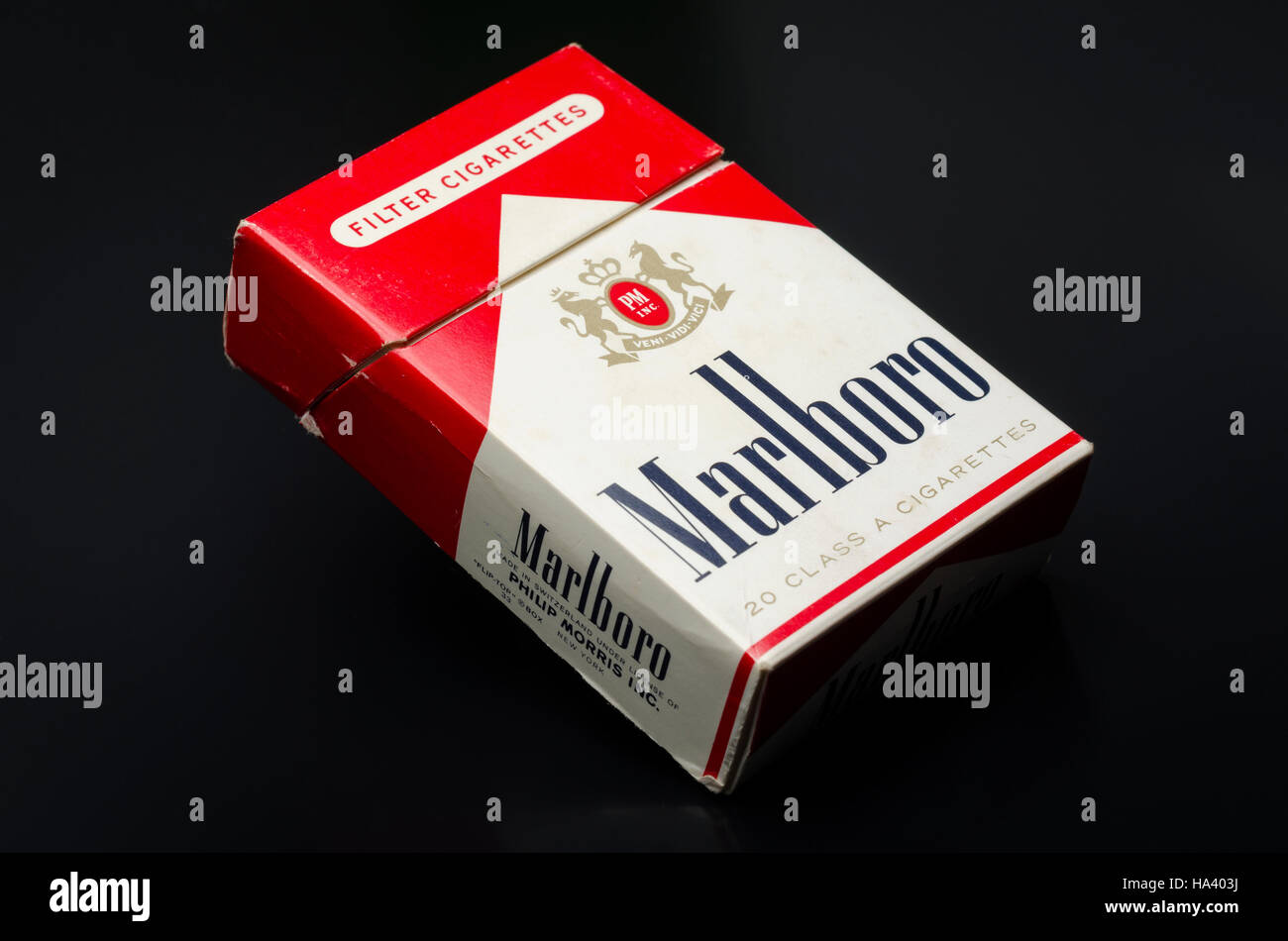 Packet of 20 Marlboro Cigarettes Stock Photo