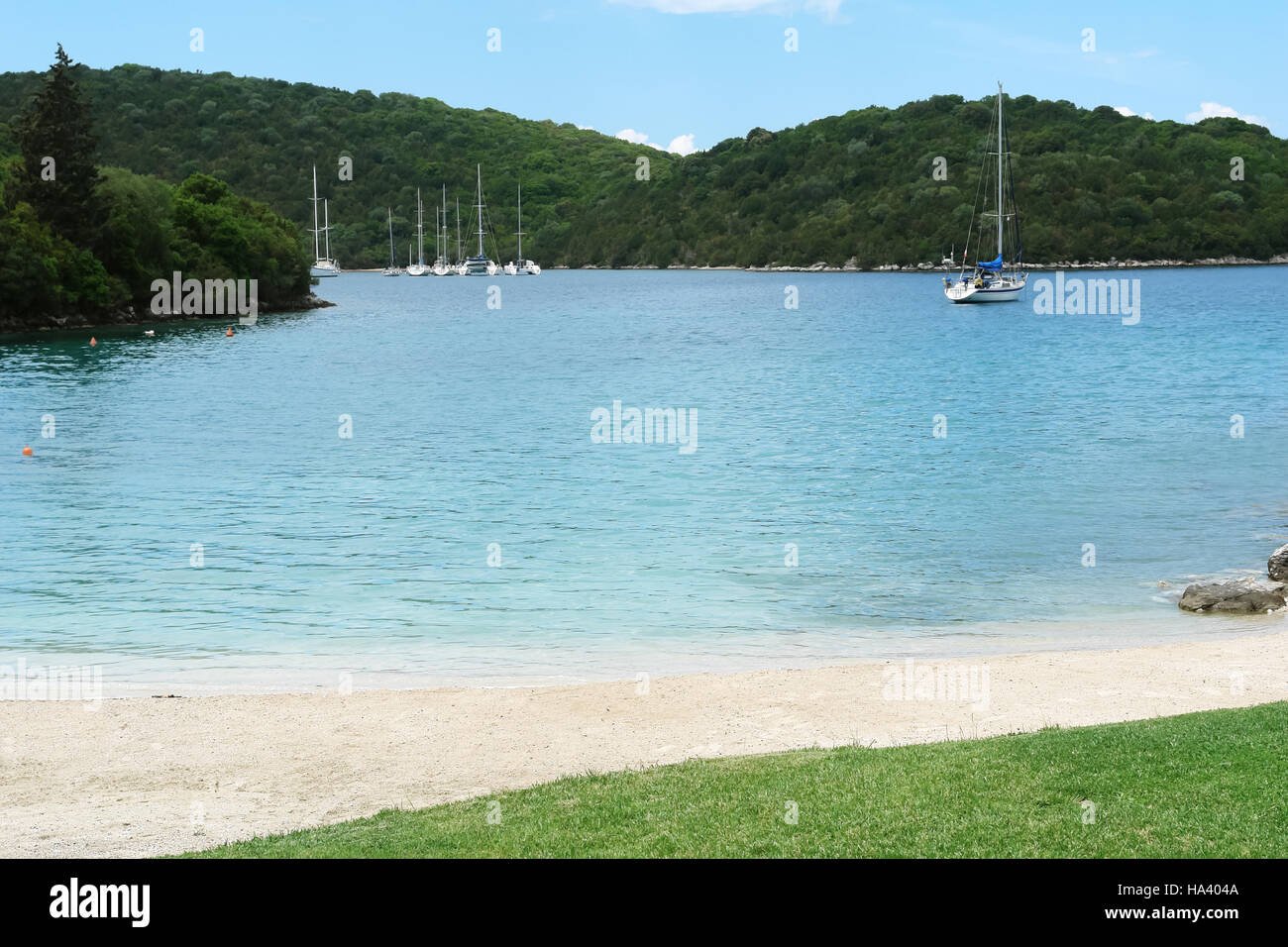 Sivota Greece May 09 2013 Landscape With Green Island Mountains