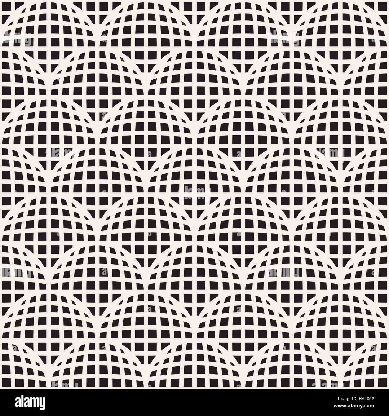 Vector Seamless Black And White Retro Geometric Arc Grid Pattern Stock ...