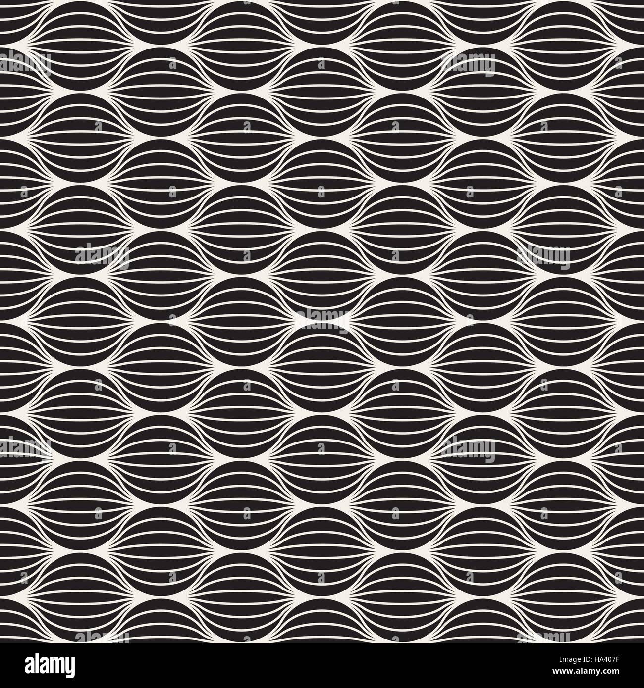 Vector Seamless Black And White Stripes in Circles Pattern Stock Vector ...