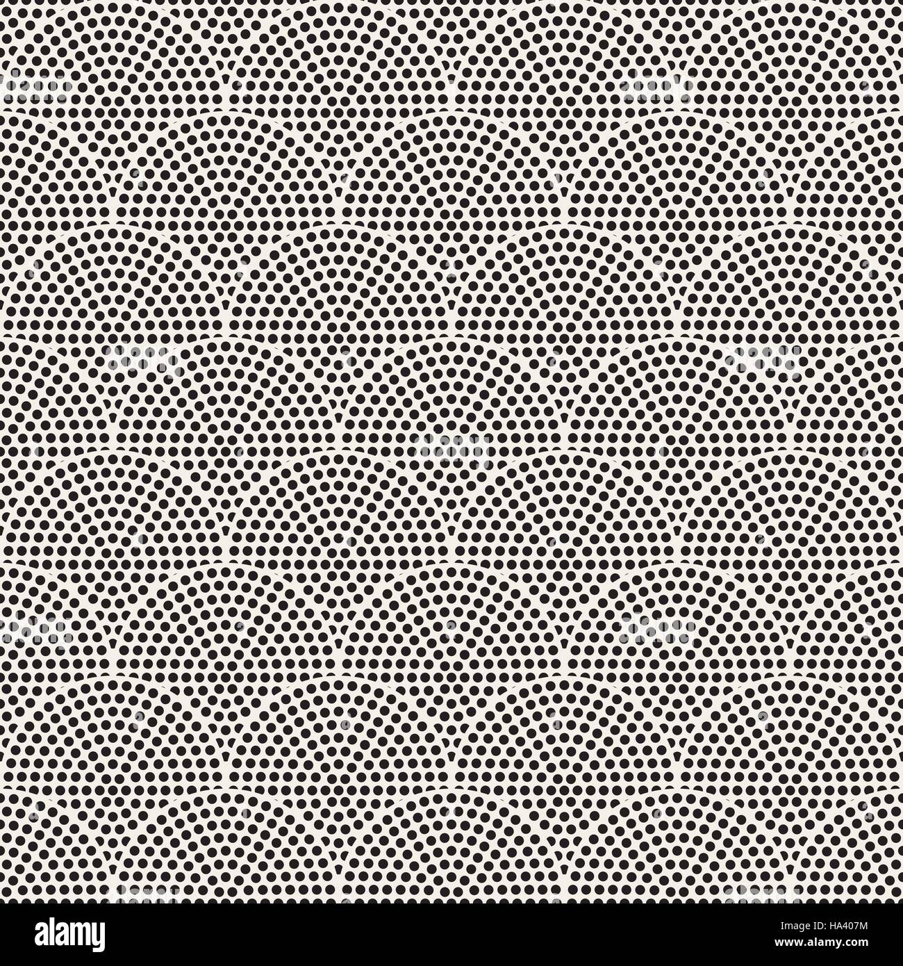 Vector Seamless Black And White Circles Halftone Mosaic Pattern Stock ...