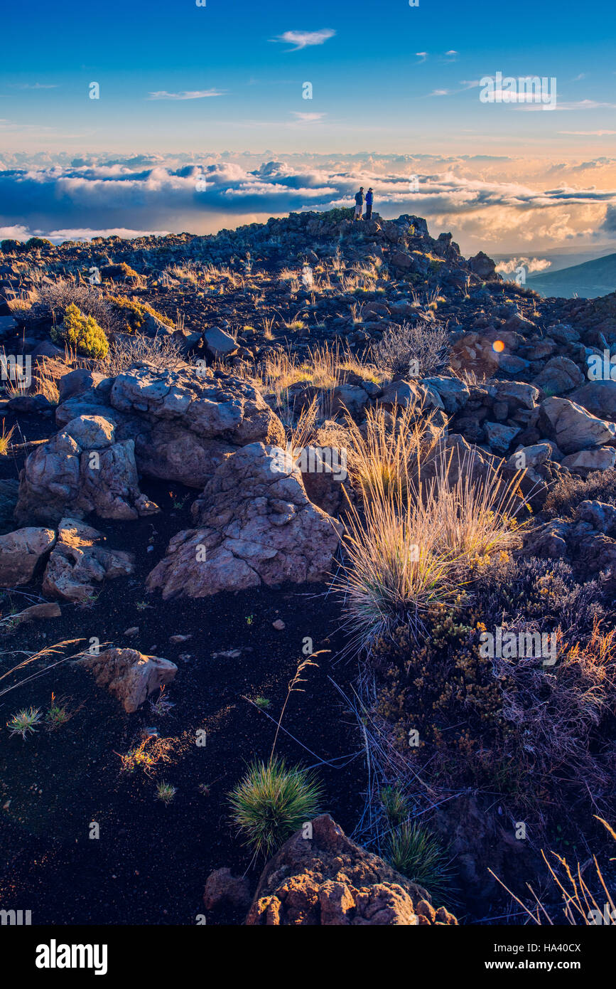 Summit of Mountain Haleakala at sunrise Stock Photo