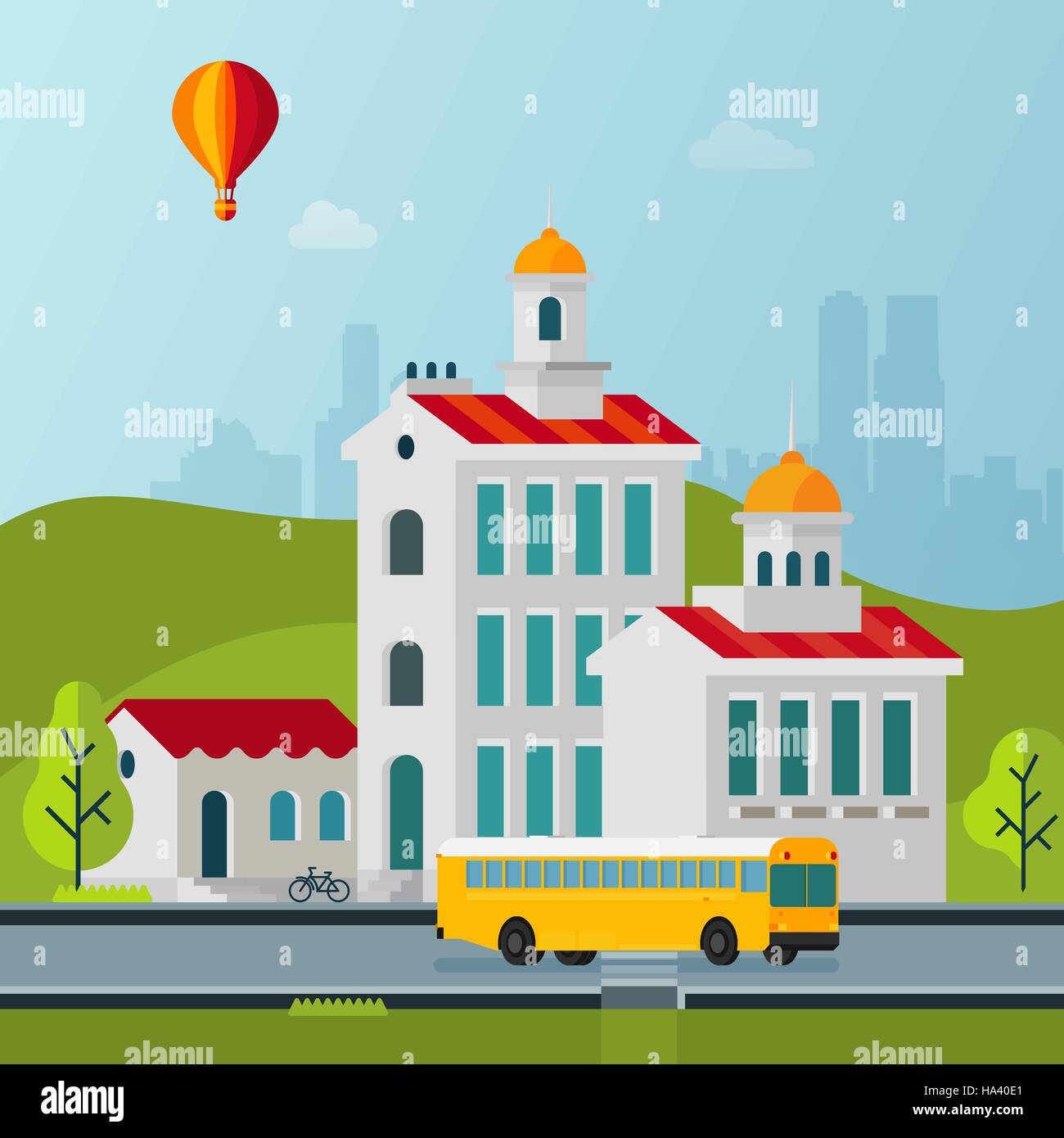 Vector Flat Style Cityscape Buildings Illustration Stock Vector Image ...