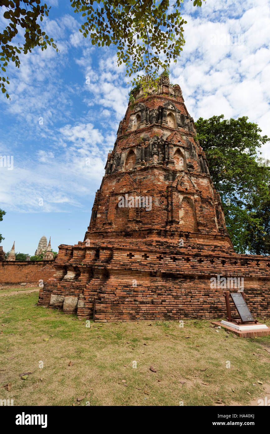 Detail of the Octagonal Pagoda at Wat Mahathat, Temple of the Great Relic, a Buddhist temple in Ayutthaya, central Thailand Stock Photo