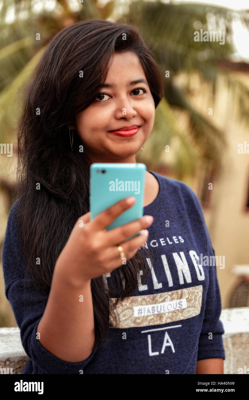 Tech savvy girl Stock Photo