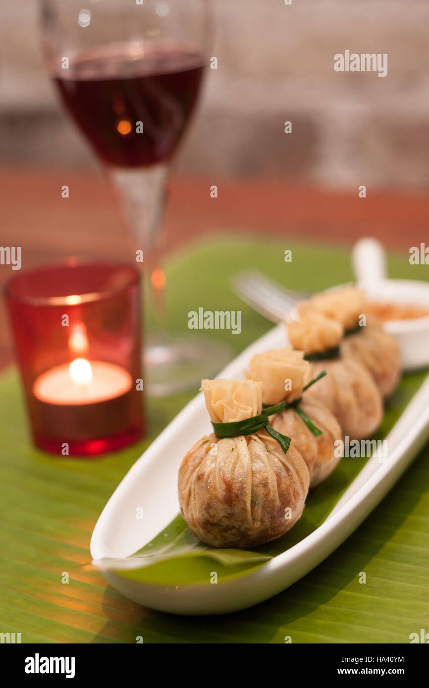 Money bag Thai food entree Stock Photo Alamy