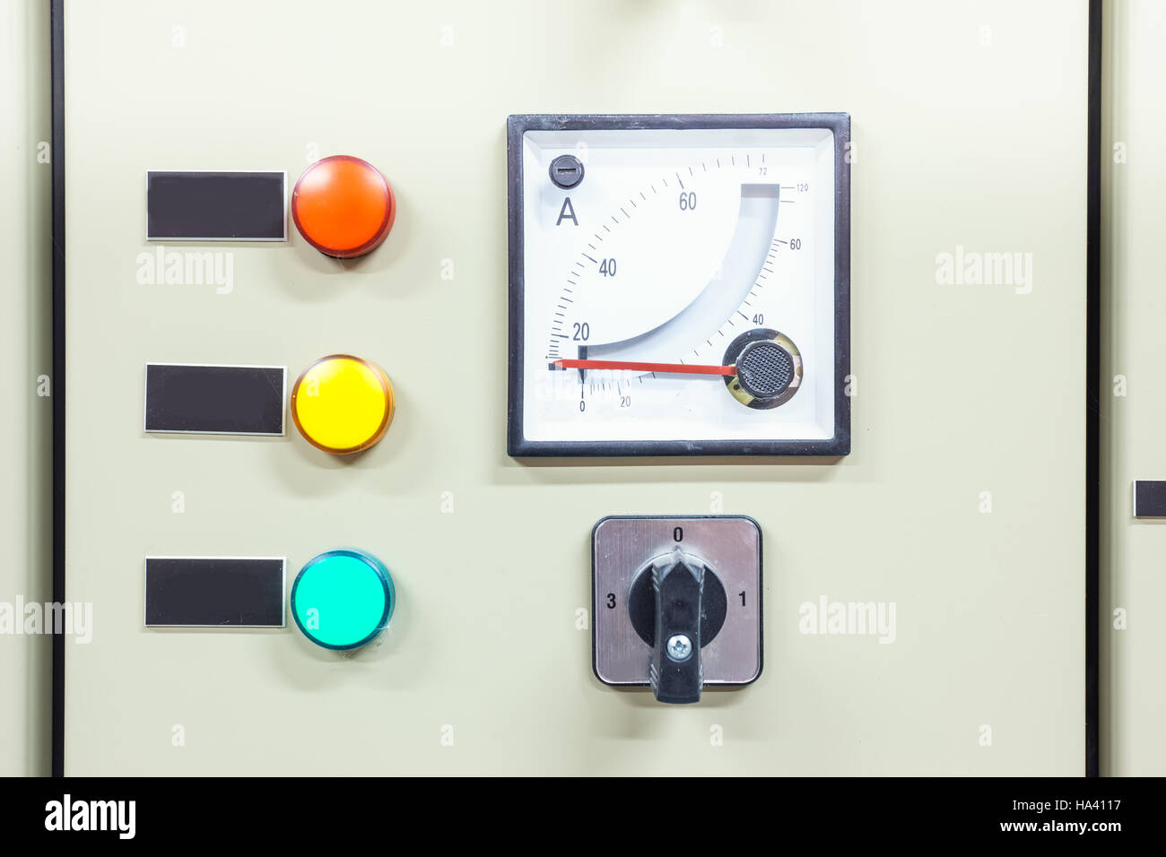 electric board with switches and measurement and indicators Stock Photo Alamy