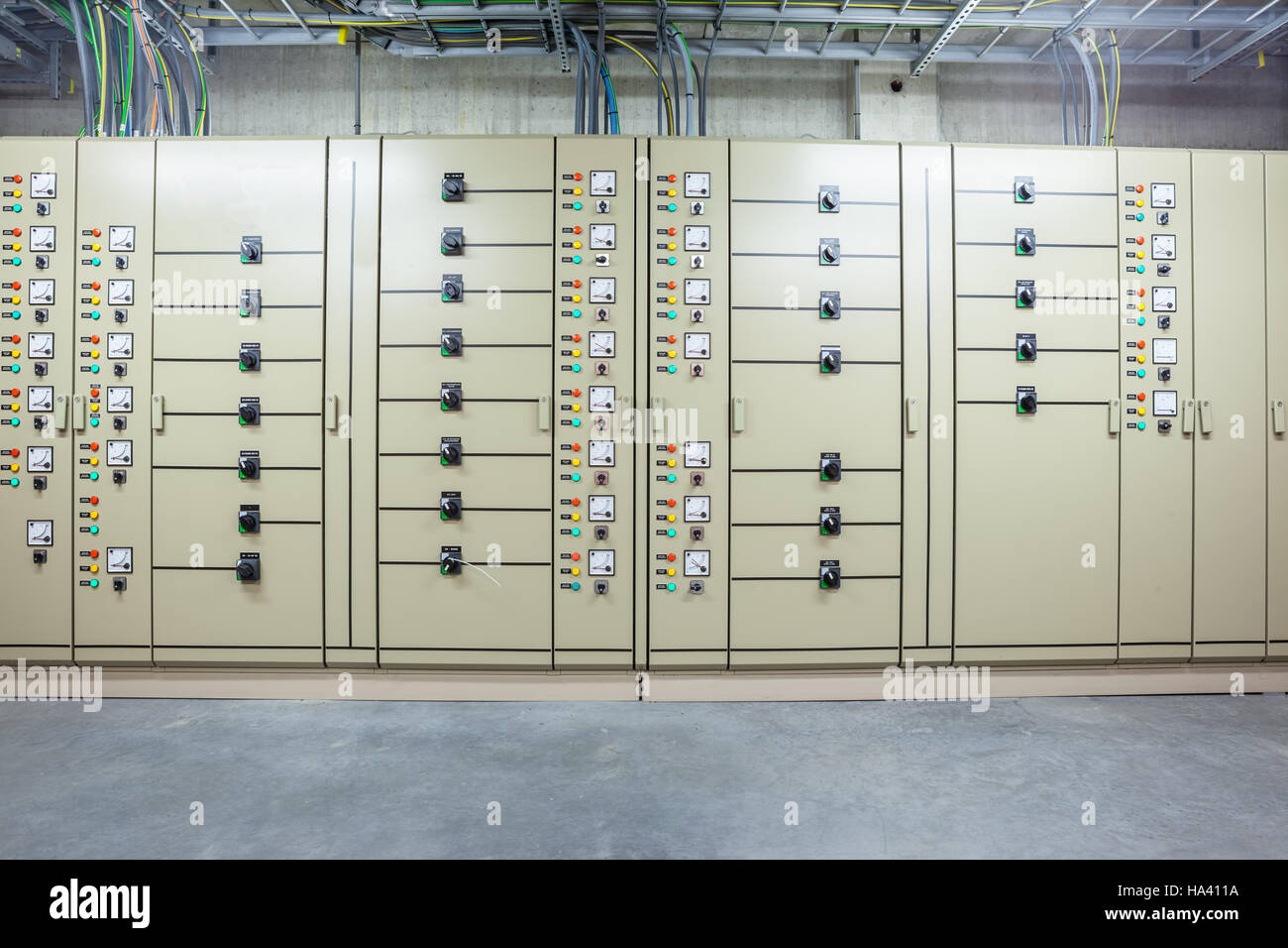 electric board with switches and measurement and indicators Stock Photo Alamy