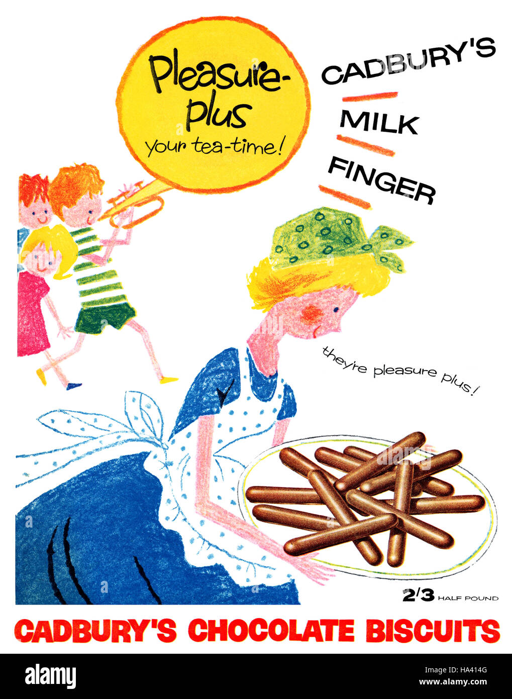 1959 British advertisement for Cadbury's Chocolate Biscuits Stock Photo Alamy