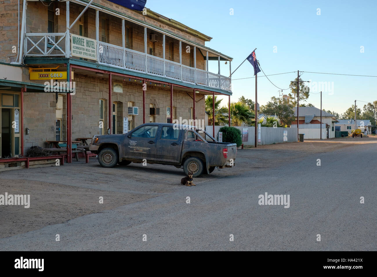 The remote Marree Hotel in outback South Australia Stock Photo