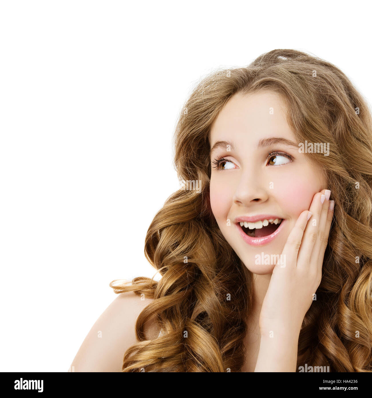 Girl with long curly hair Stock Photo - Alamy