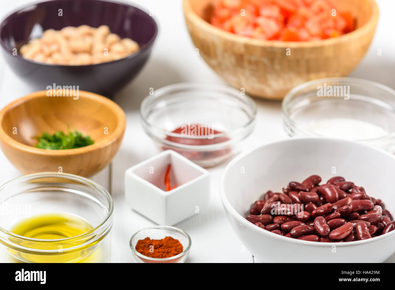 White And Red Kidney Beans, Chili Pepper, Parsley, Ketchup, Tomatoes