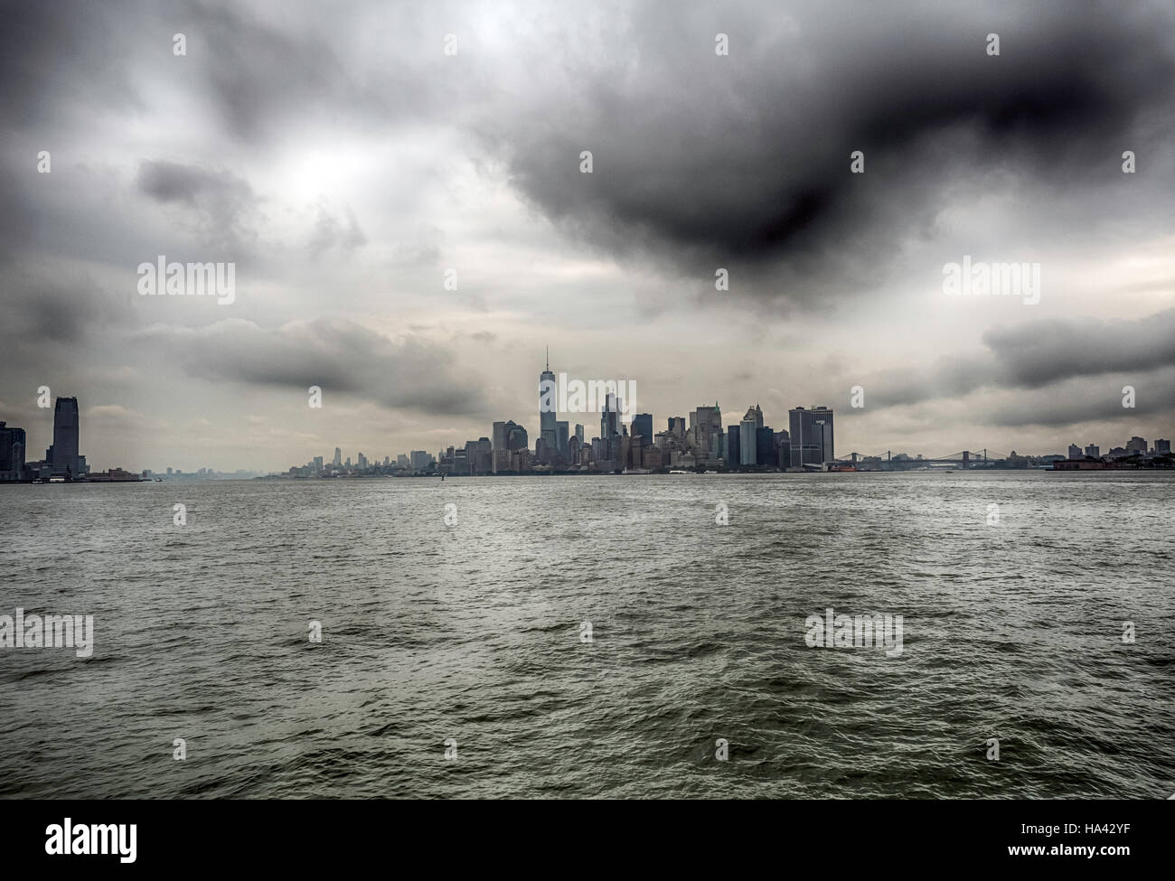 Skyline of New York City Manhattan viewed from New Jersey Stock Photo ...