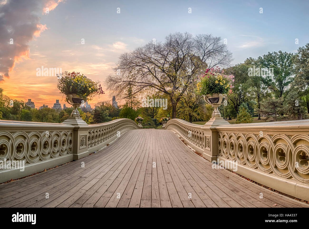 The Bow Bridge is a cast iron bridge located in Central Park, New York