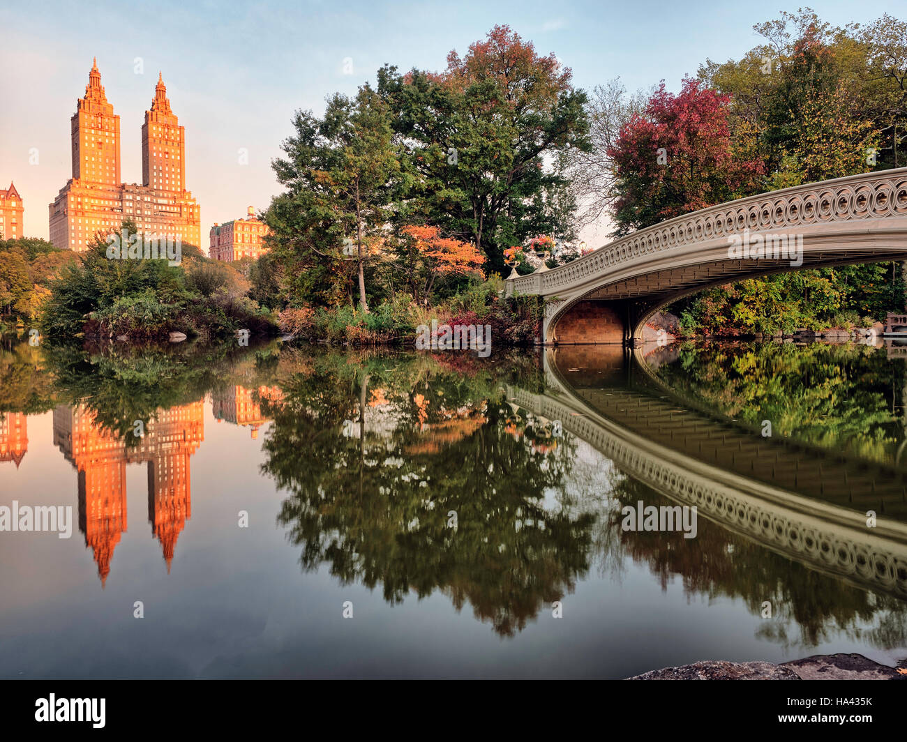 The Bow Bridge is a cast iron bridge located in Central Park, New York