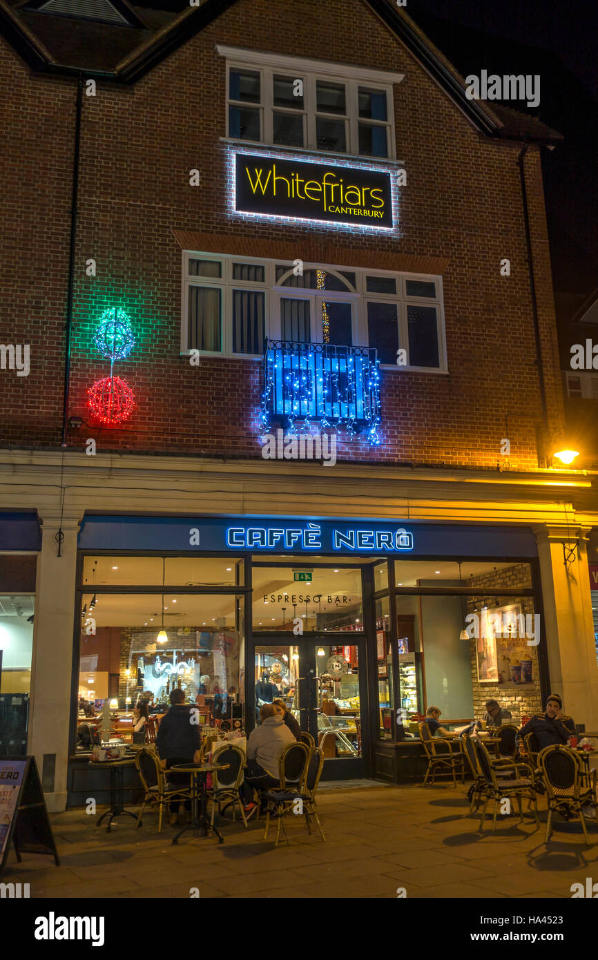 Cafe Nero at Christmas Whitefriars Shopping Centre Canterbury Kent Stock Photo