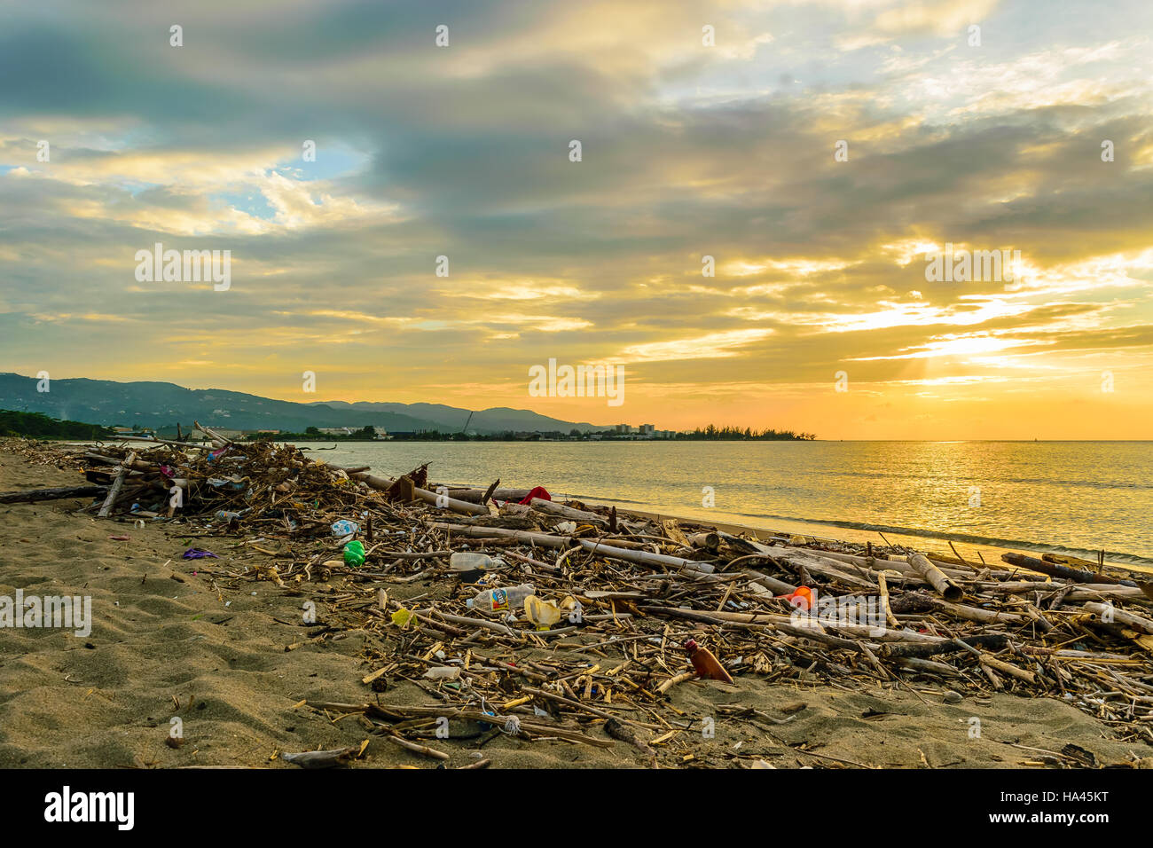 Beach Pollution Stock Photo