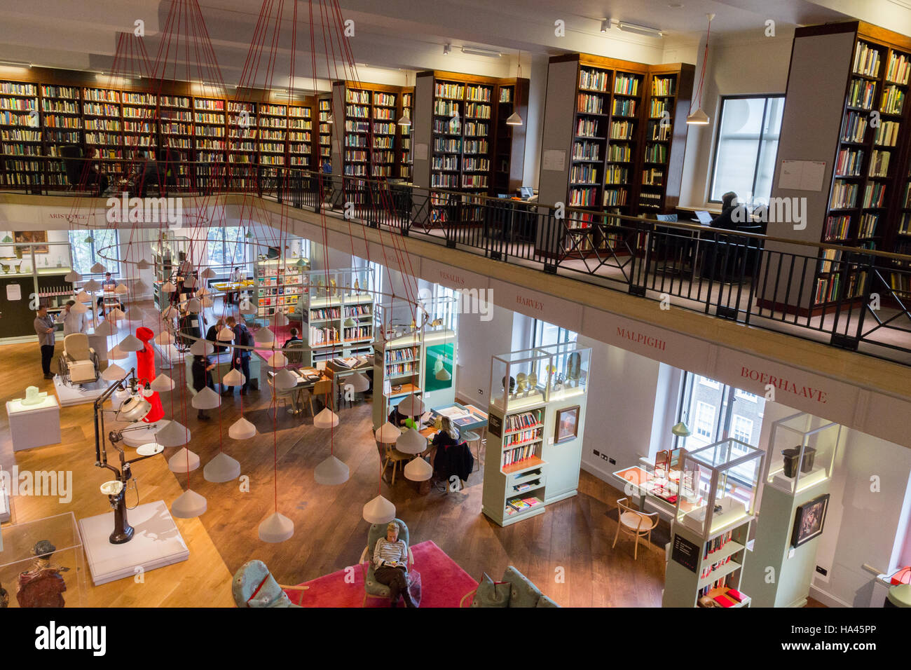 The interior of the Wellcome Library, London, England showcasing it's modern design. Stock Photo