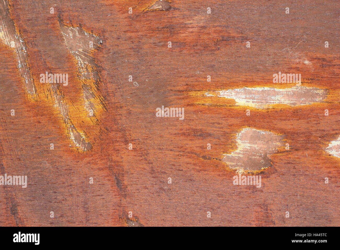 old orange rusted metal surface, real texture of damaged board Stock Photo