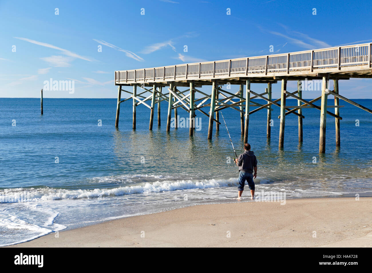 Fishing on the beach, Atlantic Beach, North Carolina, near Morehead
