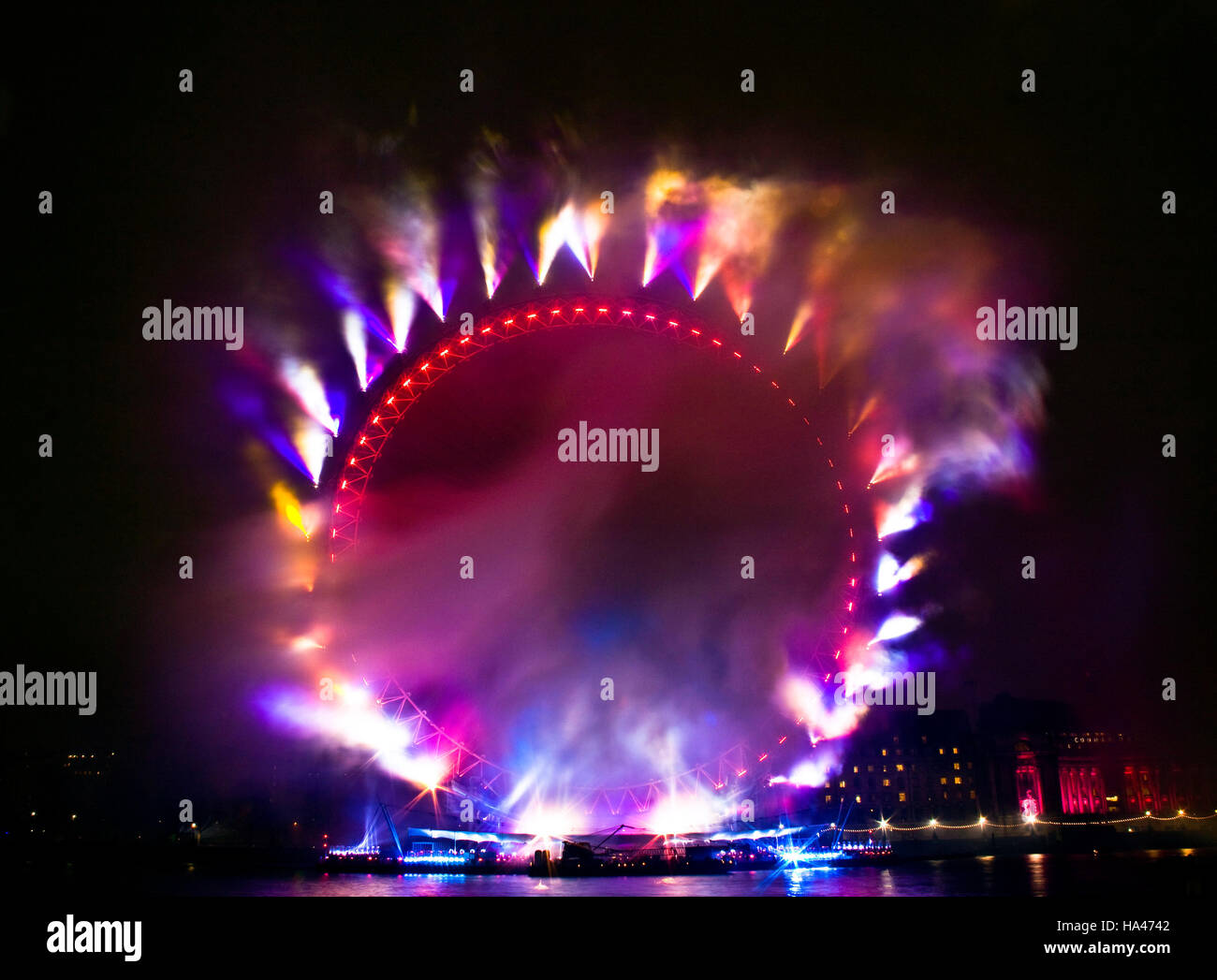 fireworks in the LOndon Eye in London,UK Stock Photo Alamy