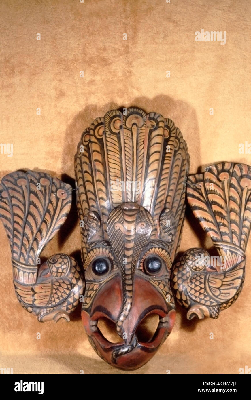 Eagle mask used in Kolam. Stock Photo