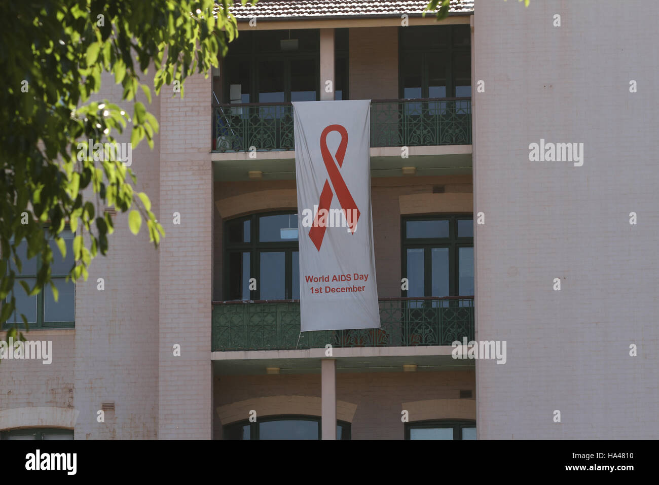 Sydney, Australia. 26 November 2016. Sydney Hospital promotes World AIDS Day, which is on 1 December each year. World AIDS Day raises awareness around Stock Photo