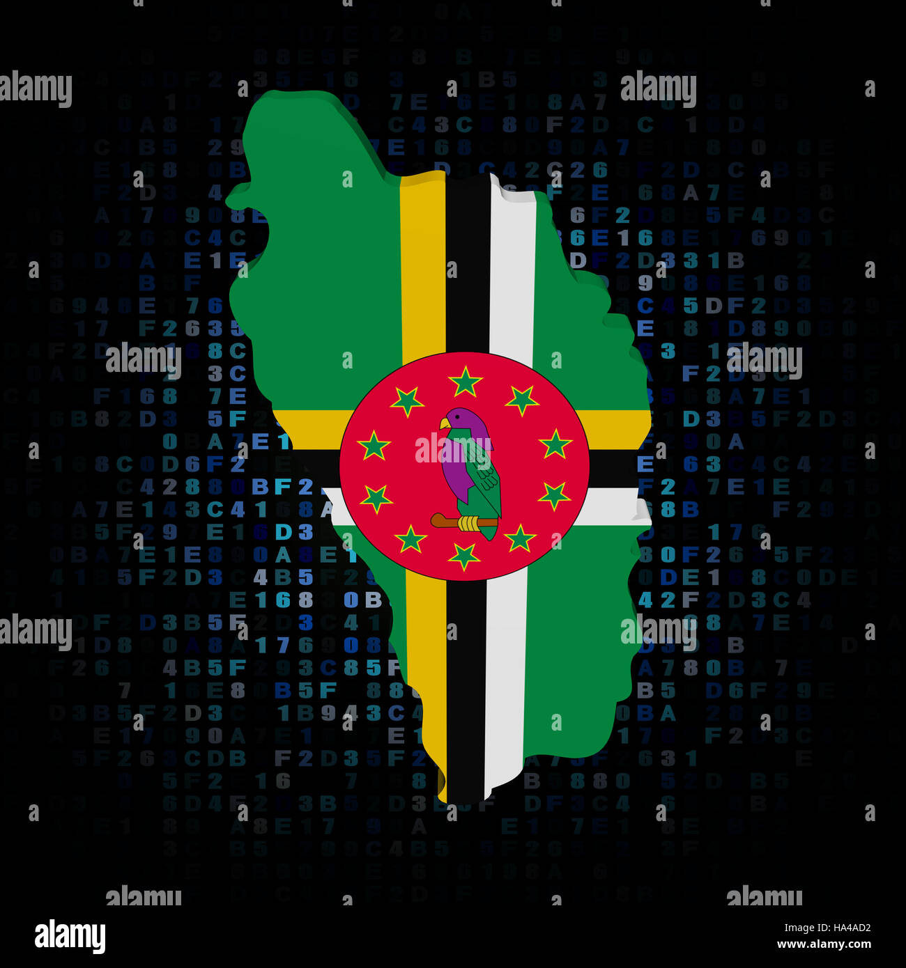 Dominica map flag on hex code illustration Stock Photo - Alamy