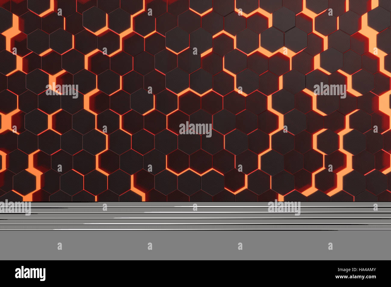 Red glowing hexagon futuristic background. 3d rendering Stock Photo - Alamy