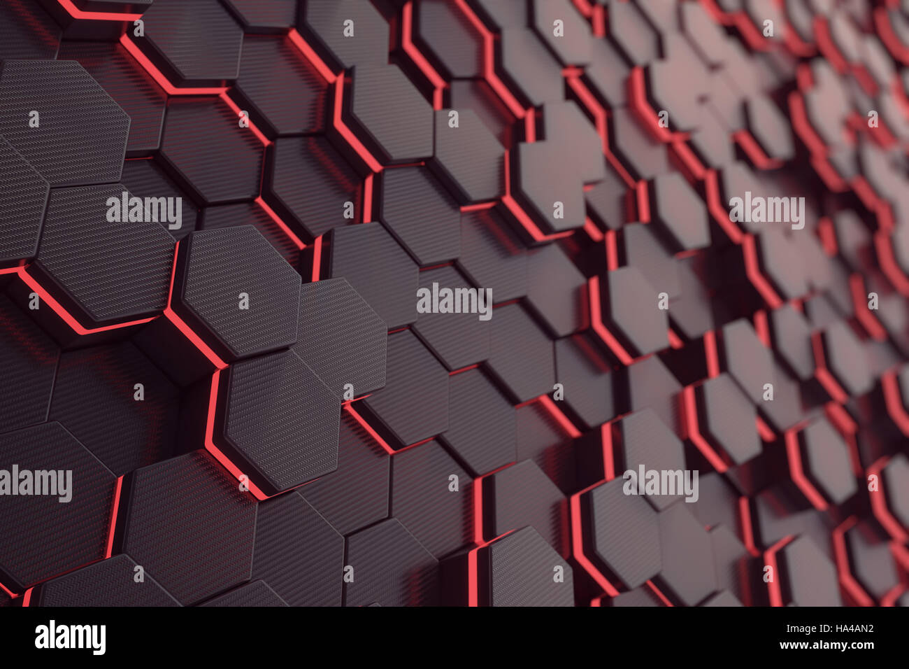 Red glowing hexagon futuristic background. 3d rendering Stock Photo - Alamy