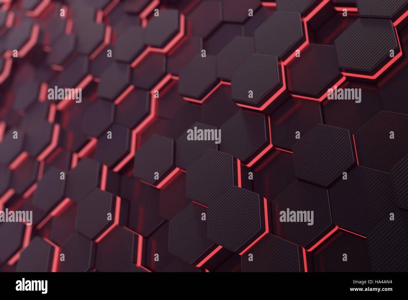Red glowing hexagon futuristic background. 3d rendering Stock Photo - Alamy
