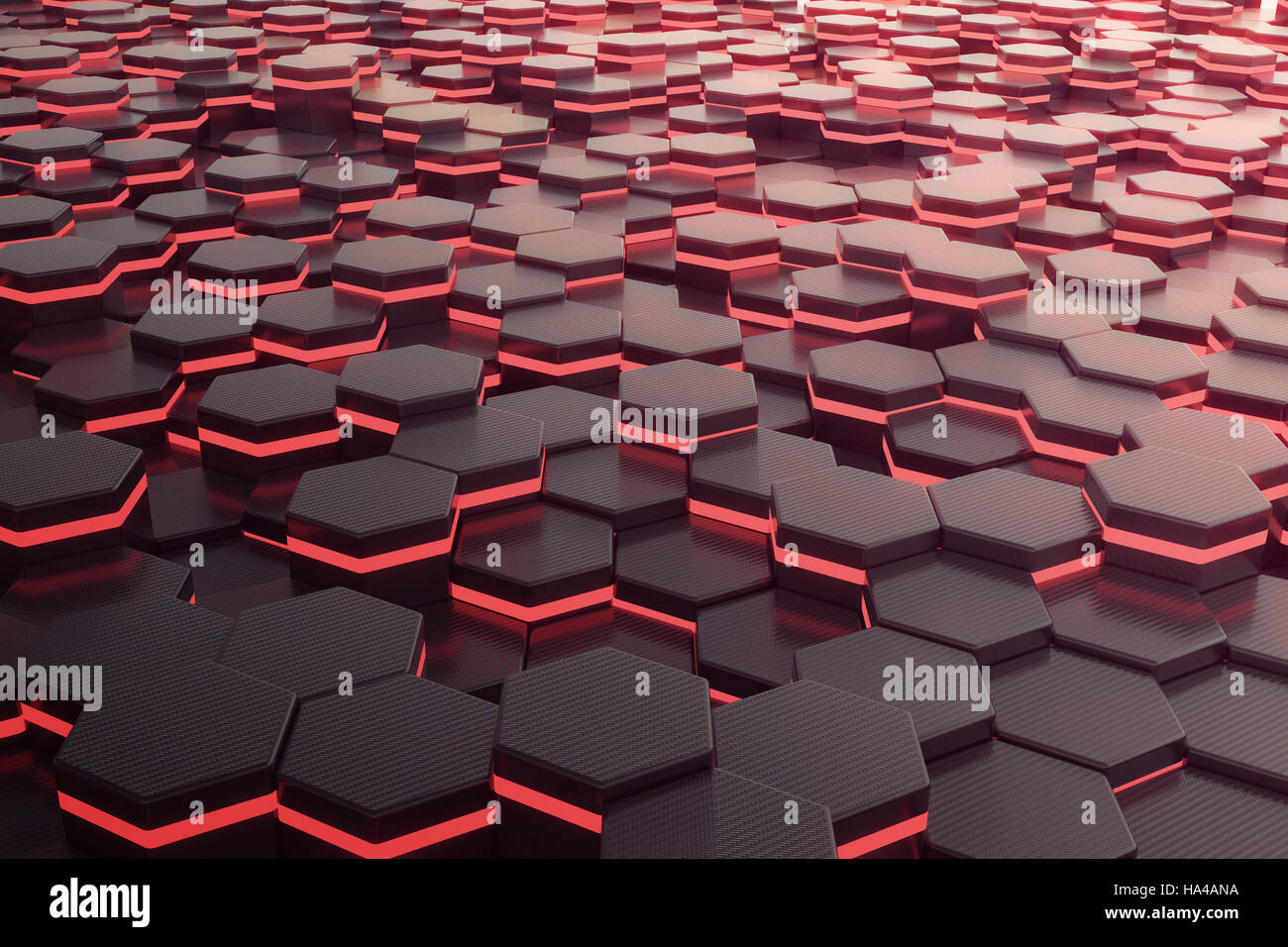 Red glowing hexagon futuristic background. 3d rendering Stock Photo - Alamy