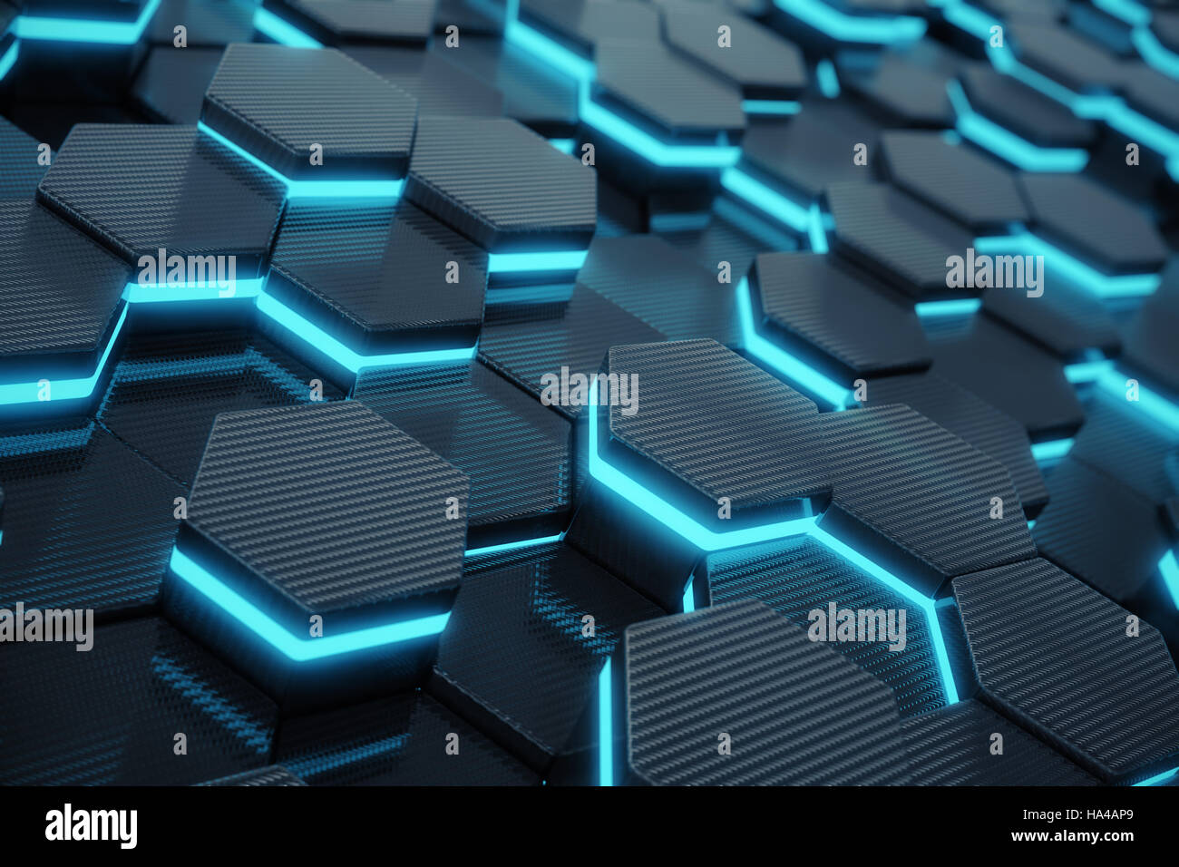 Blue abstract hexagonal glowing background, futuristic concept. 3d ...