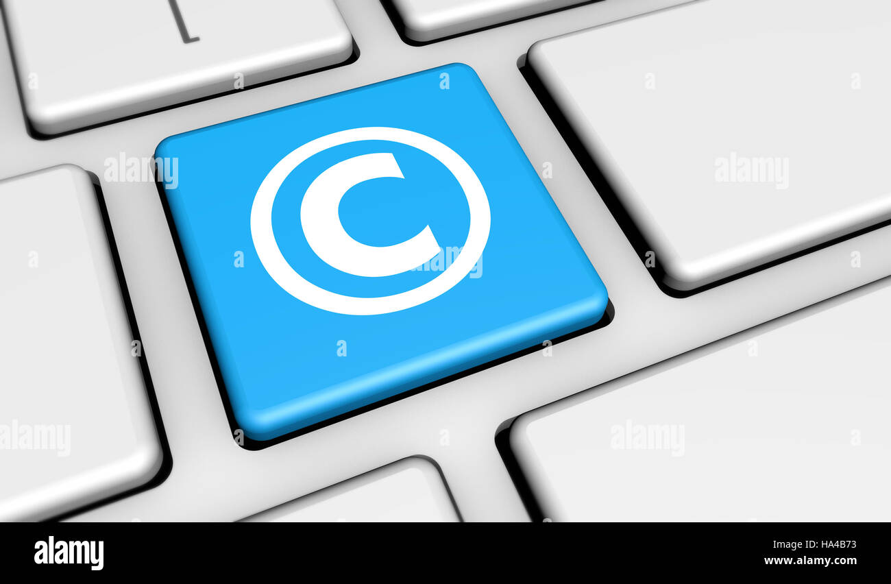 Digital copyrighting laws concept with copyright symbol and icon on a