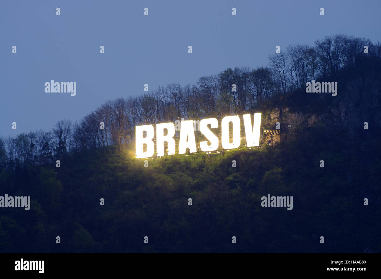 Brasov city word illuminated Stock Photo