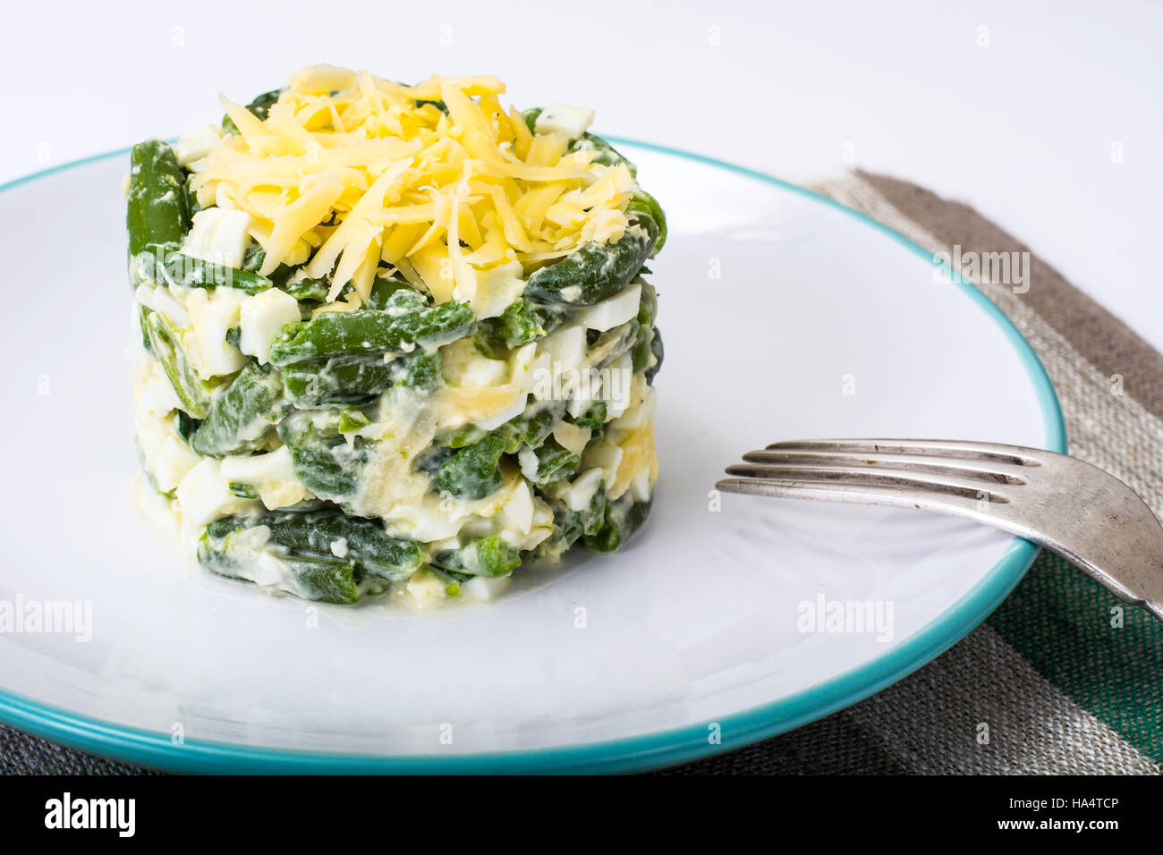 Salad with green beans, eggs and cheese Stock Photo Alamy