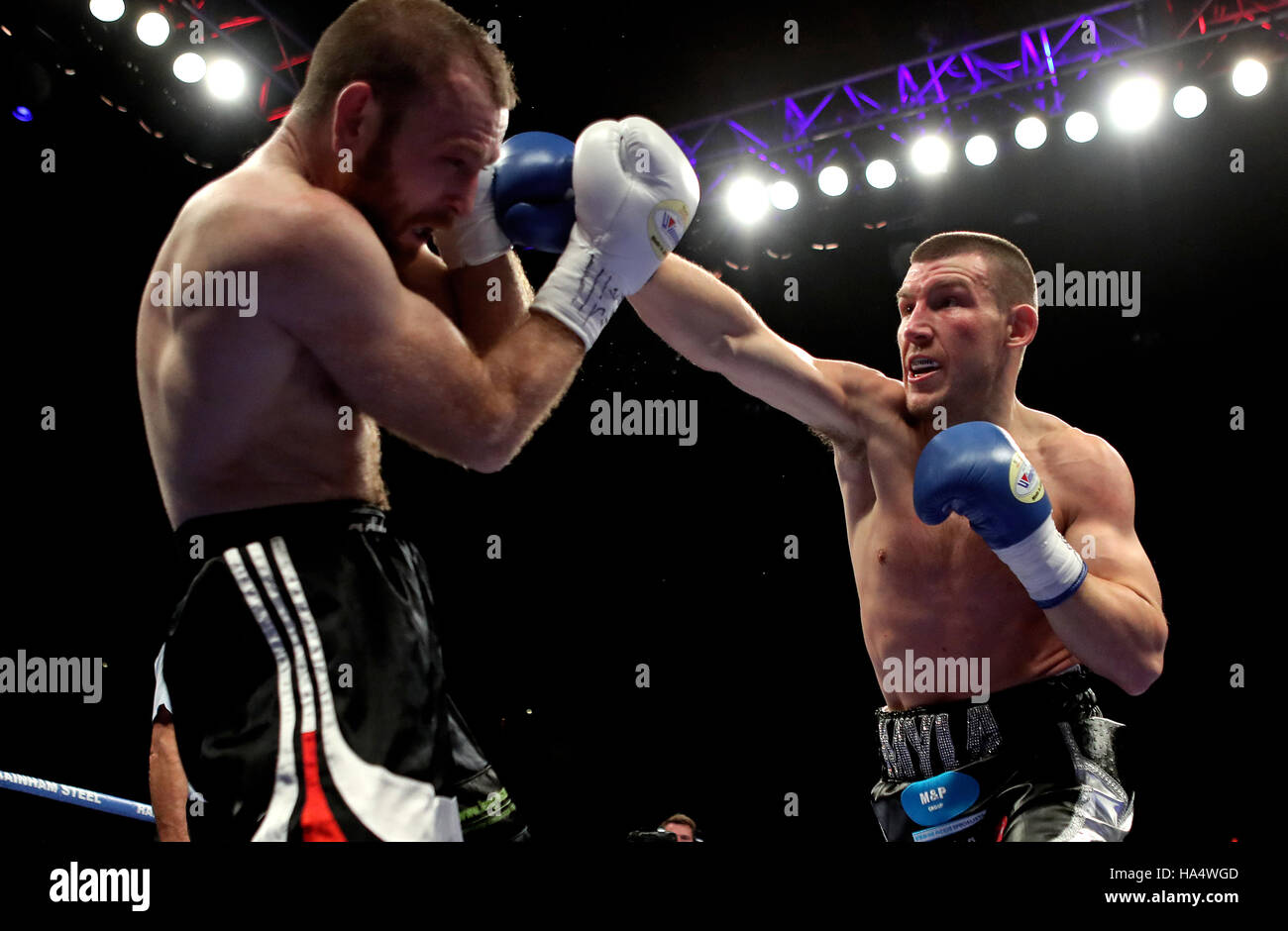 Liam Williams (right) and Gabor Gorbics during the Vacant WBO Stock Photo -  Alamy