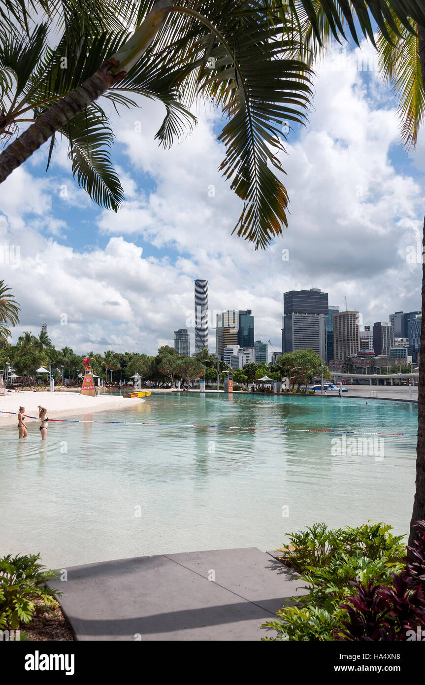 Streets Beach, South Bank Parklands, South Bank, Brisbane, Queensland, Australia Stock Photo